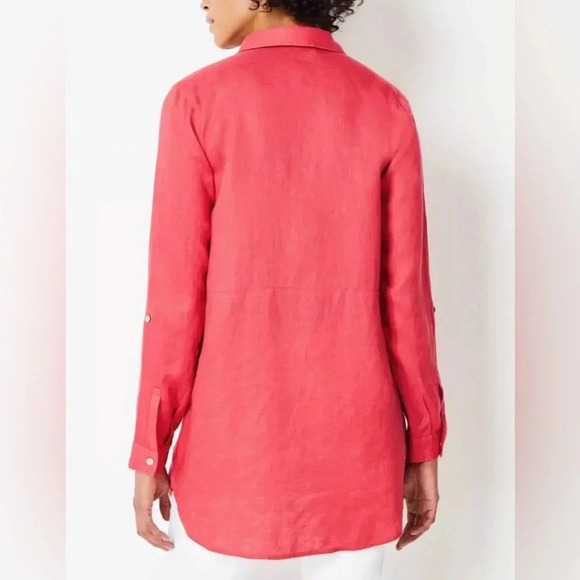 J. Jill NEW Gorgeous Linen Tab-Sleeve Tunic ~ Pink Clove ~ Sz Large - Picture 2 of 12